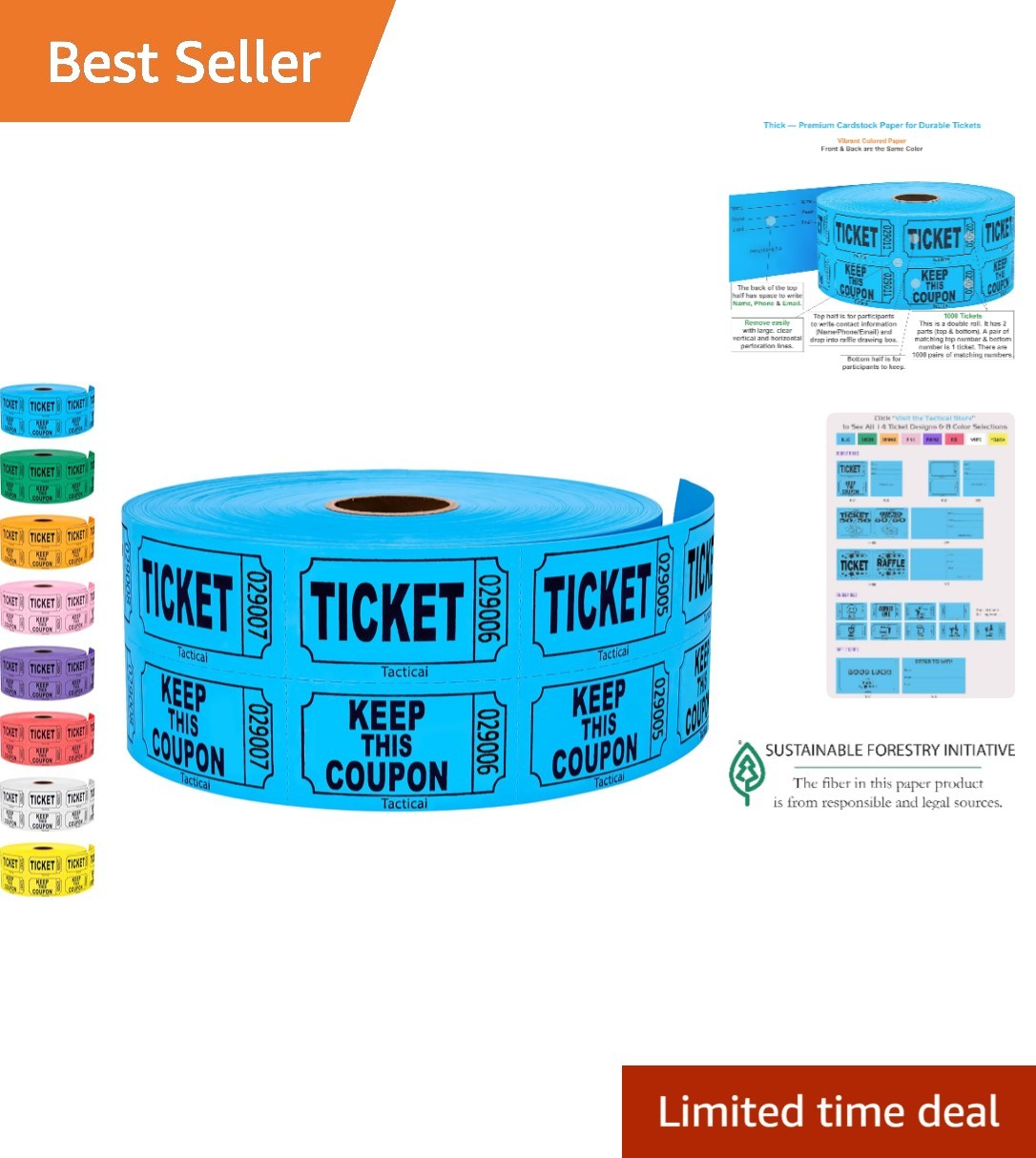 Double Roll of 1000 Consecutively Numbered Raffle Tickets – Perfect for Events
