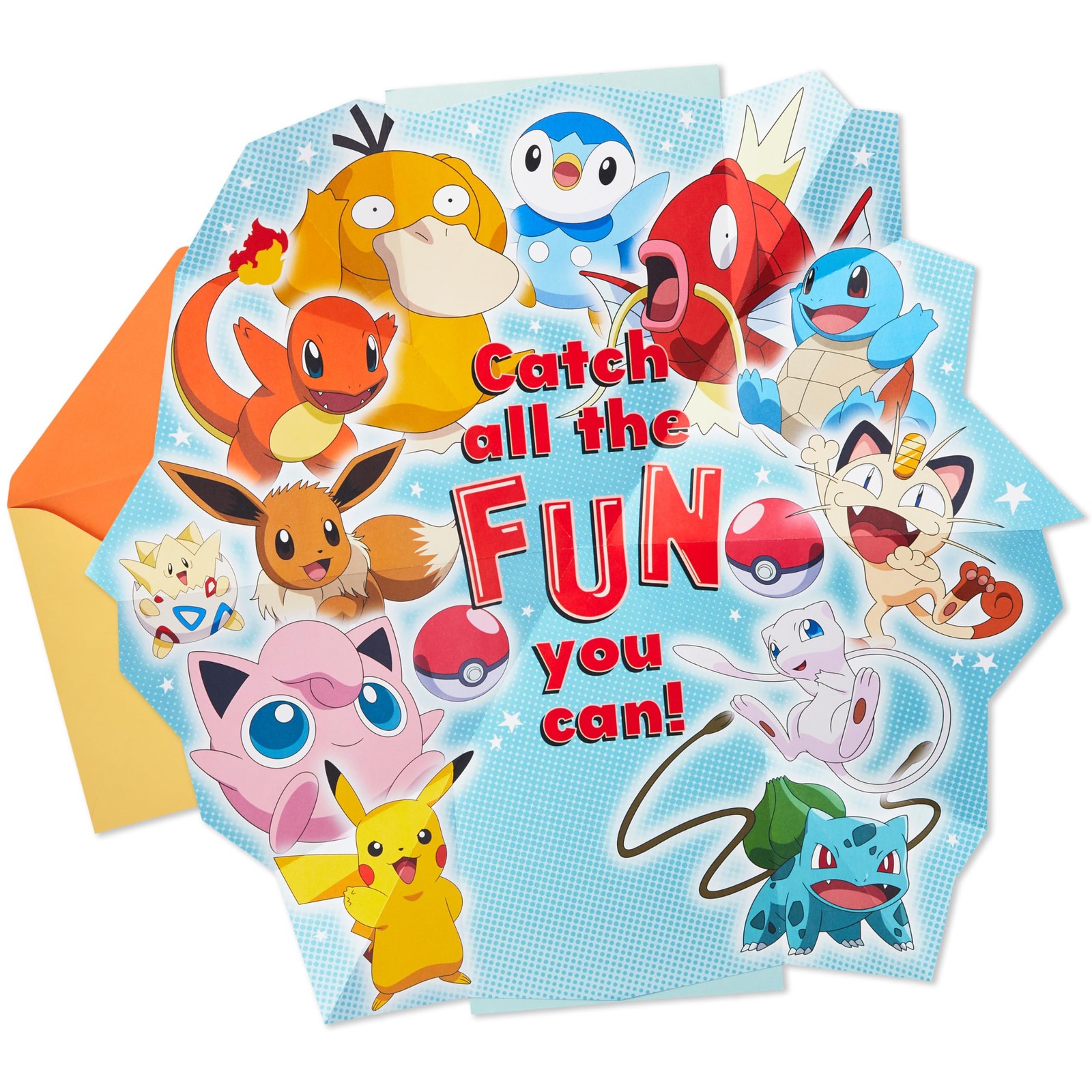 Hallmark 5.8 inches x 8.3 inches, Pikachu, Squirtle, Charmander, Bulbasaur
