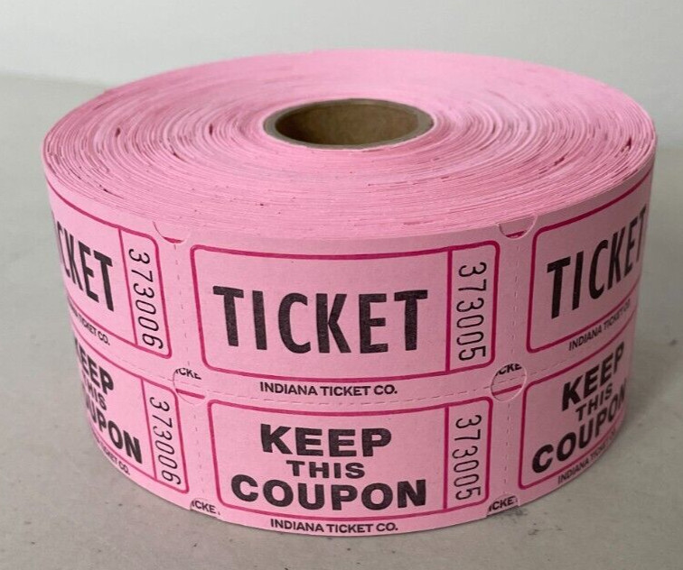 8 Roll Deal of Raffle Tickets 1000 Double Stub Tickets Each Roll