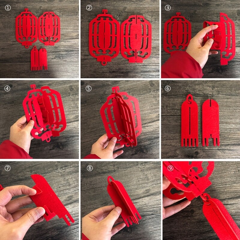 12pcs 3D Lanterns for Traditional Chinese New Year Holiday Celebration Pendant