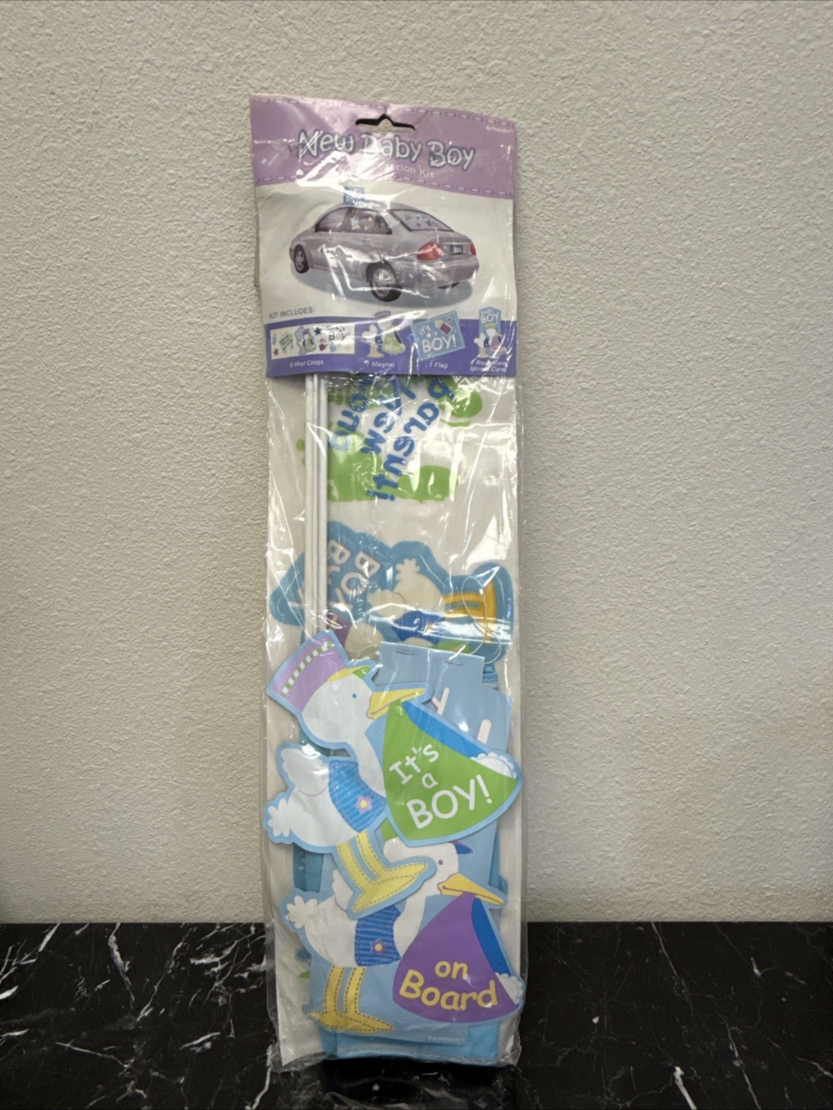 NEW BABY BOY CAR DECORATION KIT Newborn Birth Party Celebration Auto Window