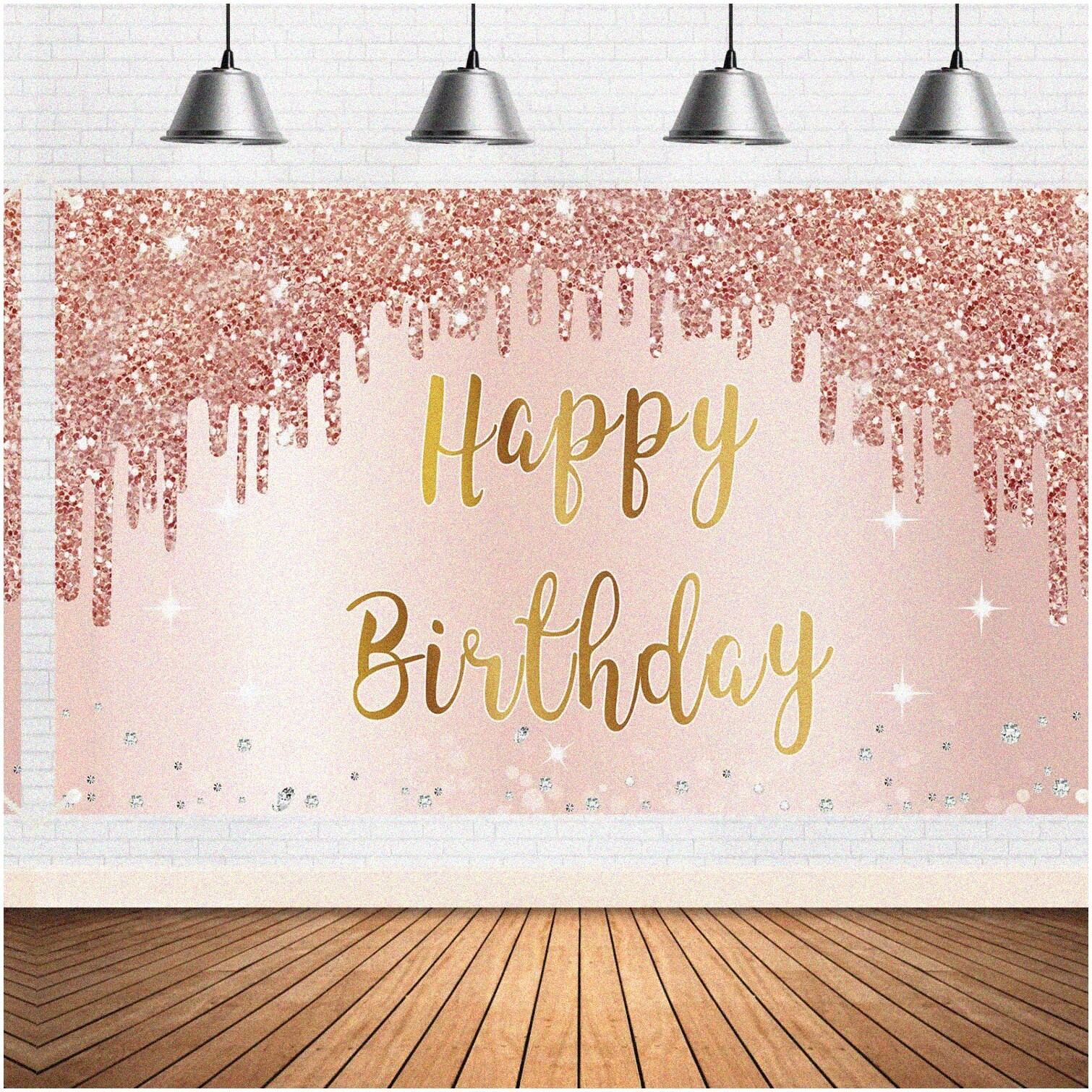 Pink Rose Gold Birthday Party Decor Backdrop
