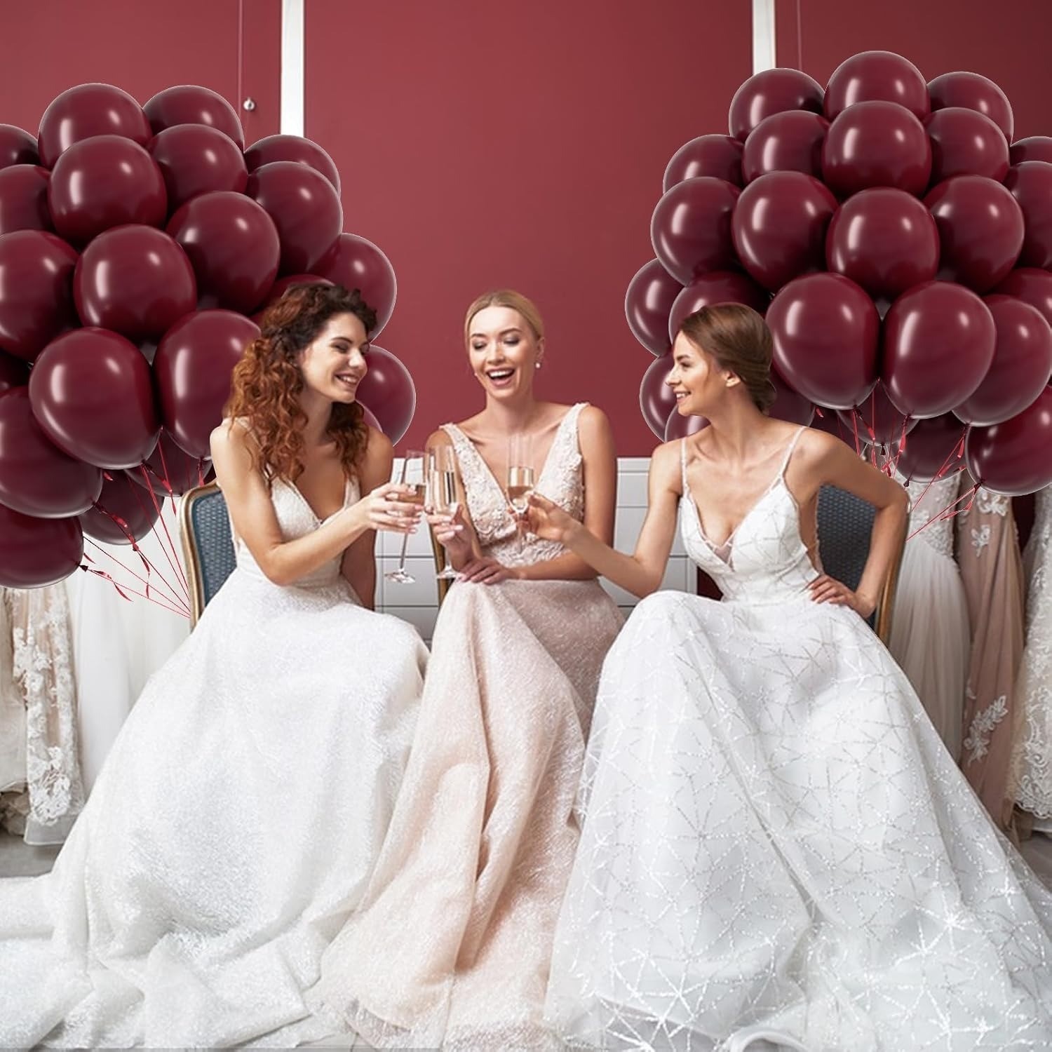 50PCS Burgundy Balloons 12 Inch Maroon Party Balloons for Birthday Wedding Free