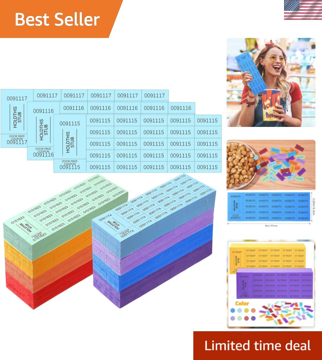 Vibrant 2000 Sheet Raffle Ticket Set – Perfect for School Events & Fundraising
