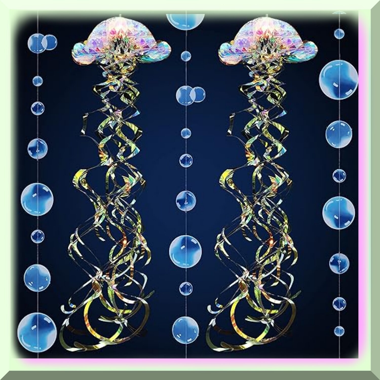 Glitter Iridescent Jellyfish Hanging Decor Set