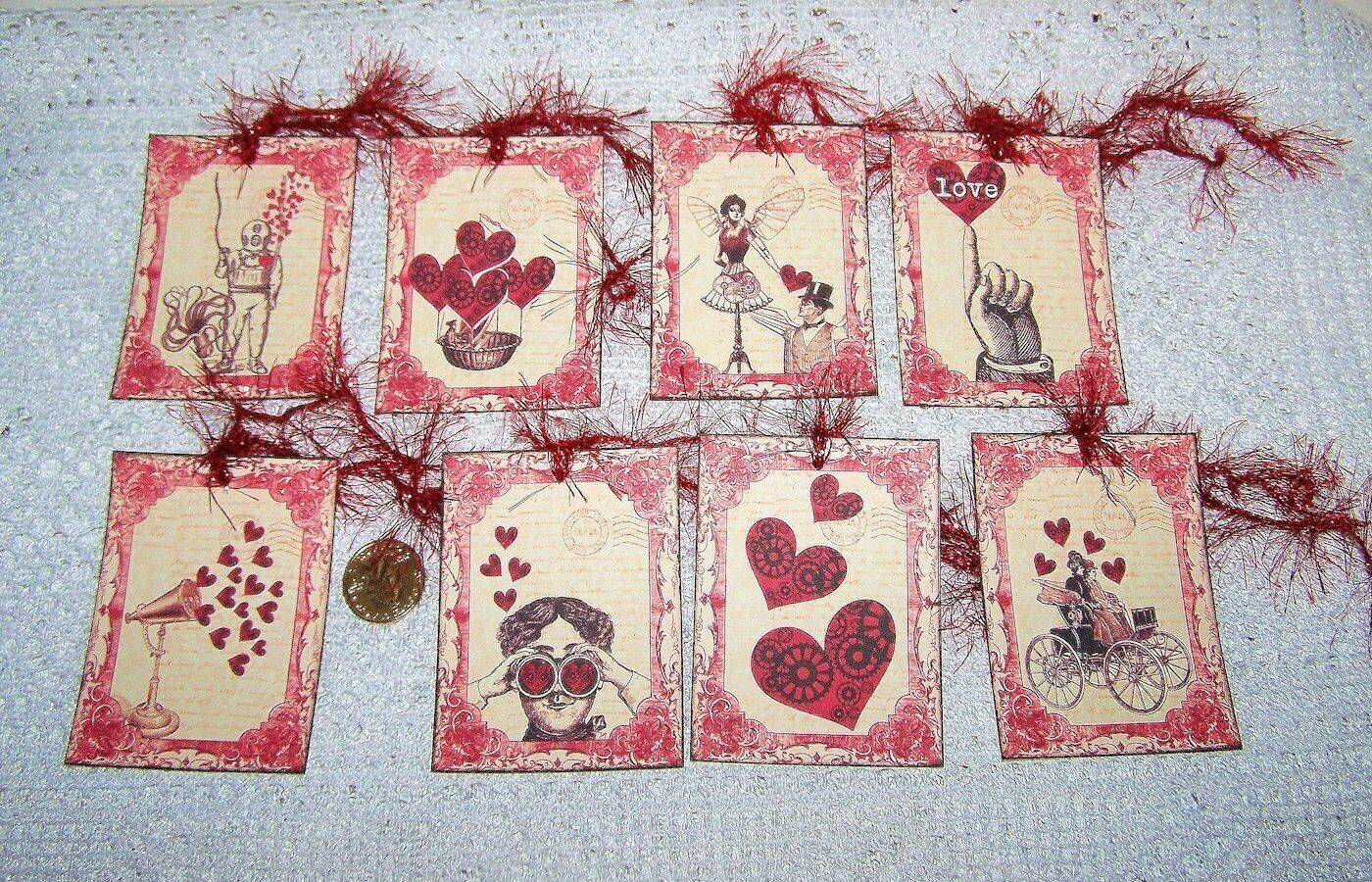 8-Valentine’s Day-Vintage-Steampunk-Junk Journal-Linen Cardstock-Gift-Hang-Tags