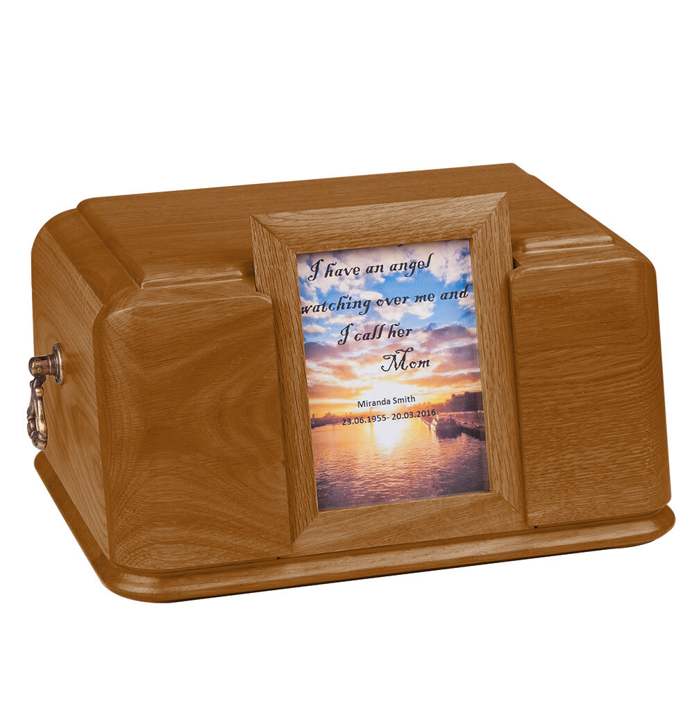 Photo Casket Urn, Wooden Cremation Urn With Picture, Urn With Photo, Image Urn