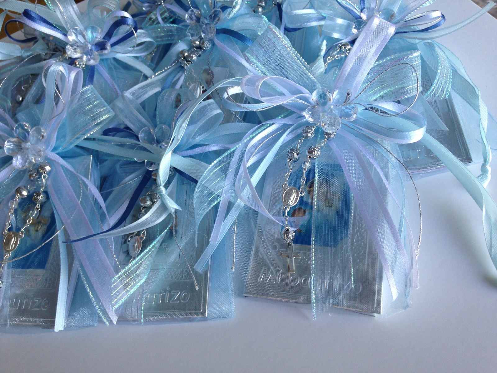 12 Pc Blue Baptism Favors/ Recuerdos De Bautizo En Repujado/ Prayer Book