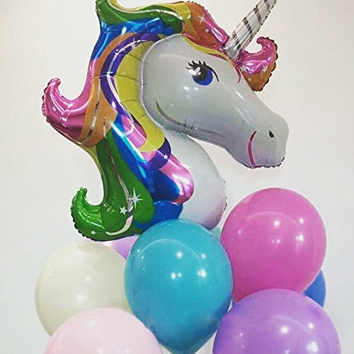 25Pack Colorful Happy Birthday banner &32 inch Unicorn balloons Bright Rainbow