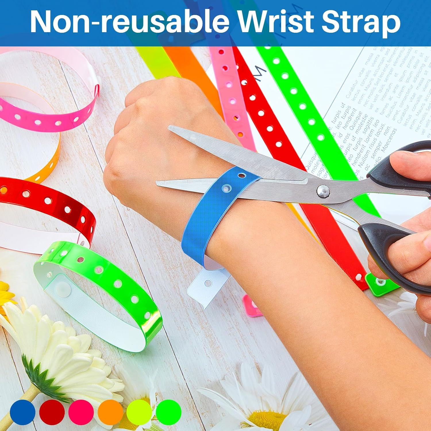 48 Pcs Vinyl Plastic in 6 Colors Wristband for Events Concerts Carnivals Nightcl