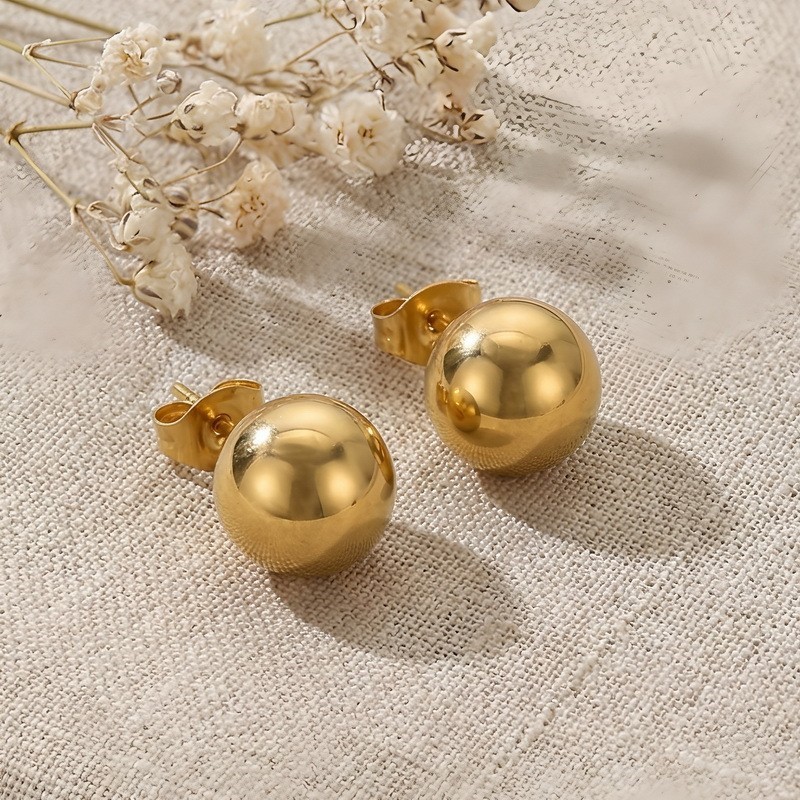 Stainless Steel Ball Stud Earrings Set – Multicolor Bead Earrings for Women Men