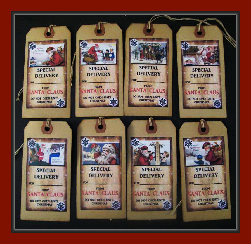 CHRISTMAS – SPECIAL DELIVERY FROM SANTA CLAUS – PRIMITIVE HANG TAGS – SET #2