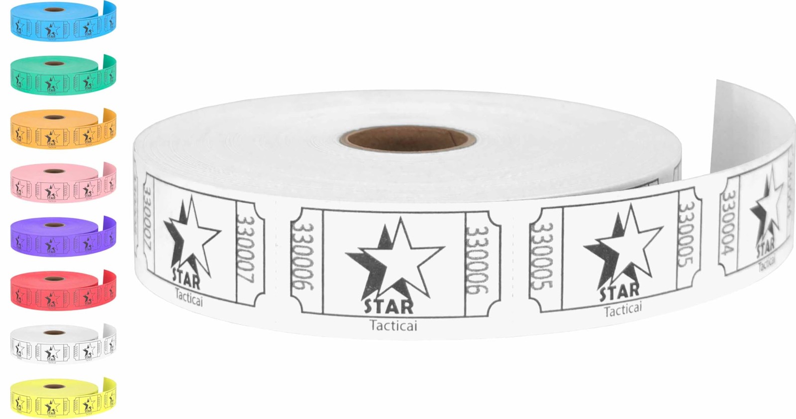1000 Raffle Tickets, Star, White 1 of 8 Colors, Single Roll, Ticket for Event…