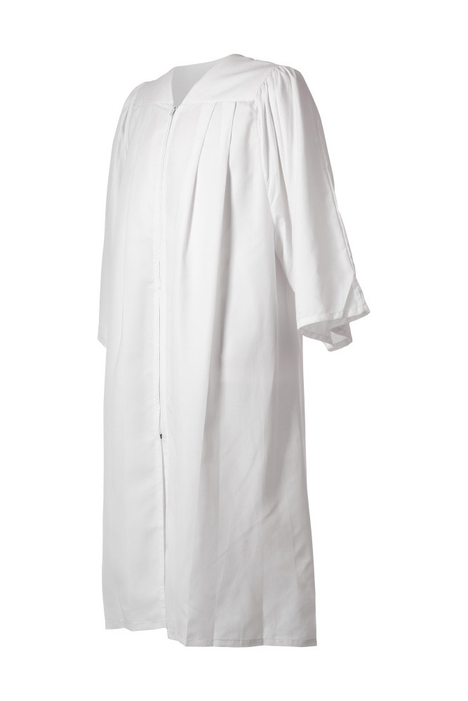 Choir Robe White Zip Gown Mens Priest Preacher Church Flat Pleat Graduation Lady
