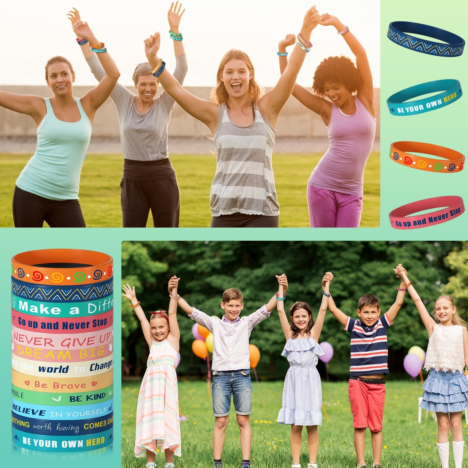 120 Pcs Inspirational Silicone Bracelets – Motivational Quote Rubber Wristbands,