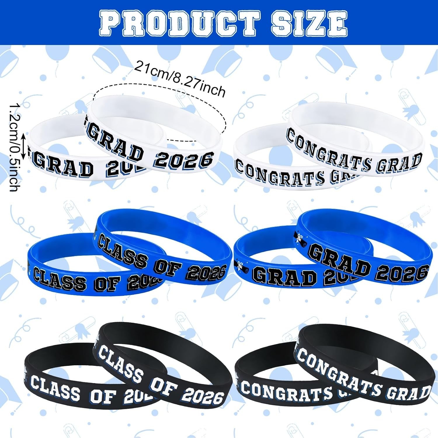 36 Pieces Class of 2026 Silicone Bracelets Silicone Graduation Bracelets Cong…