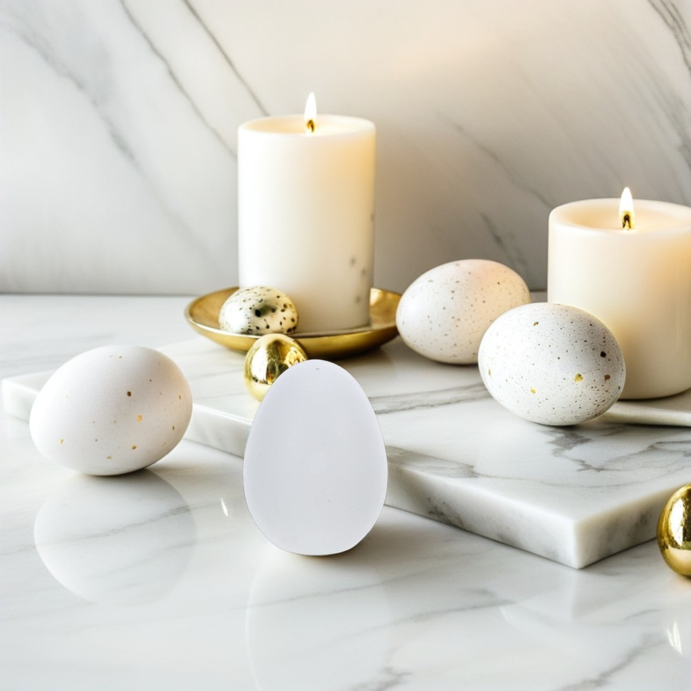 8Pcs Sturdy White Wooden Easter Eggs for Crafting DIY Faux Decorations Set