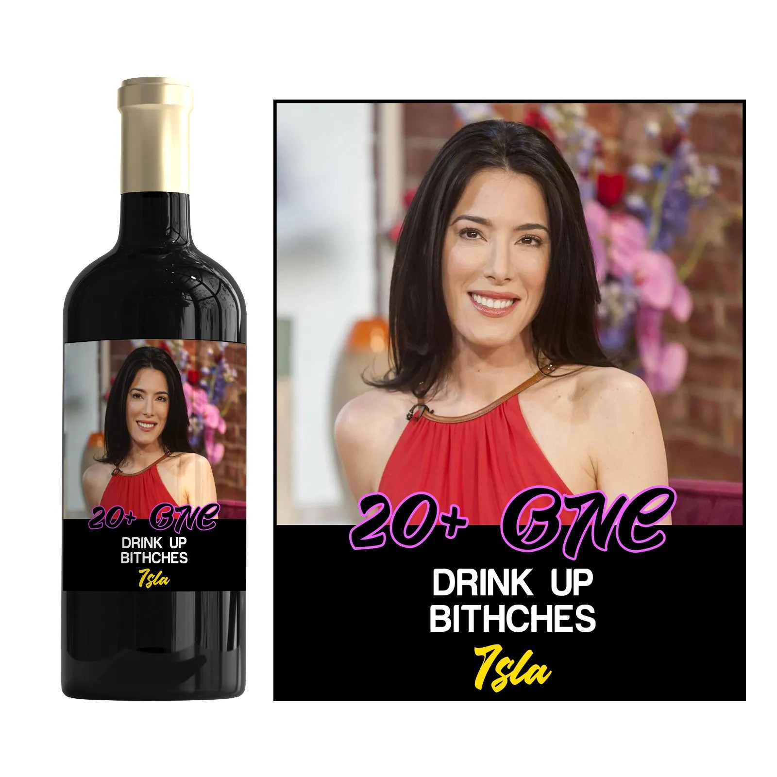 Personalised Birthday Bottle Label Funny Photo Age Name Wine Gift Sticker Custom
