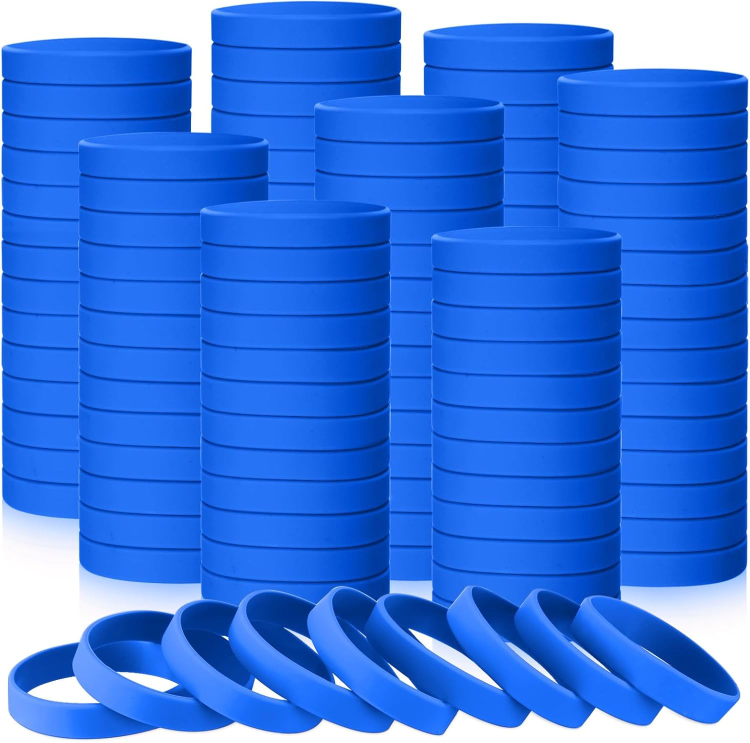50 Pcs Plain Silicone Rubber Bracelets Elastic Rubber Wristbands Blank Colored B