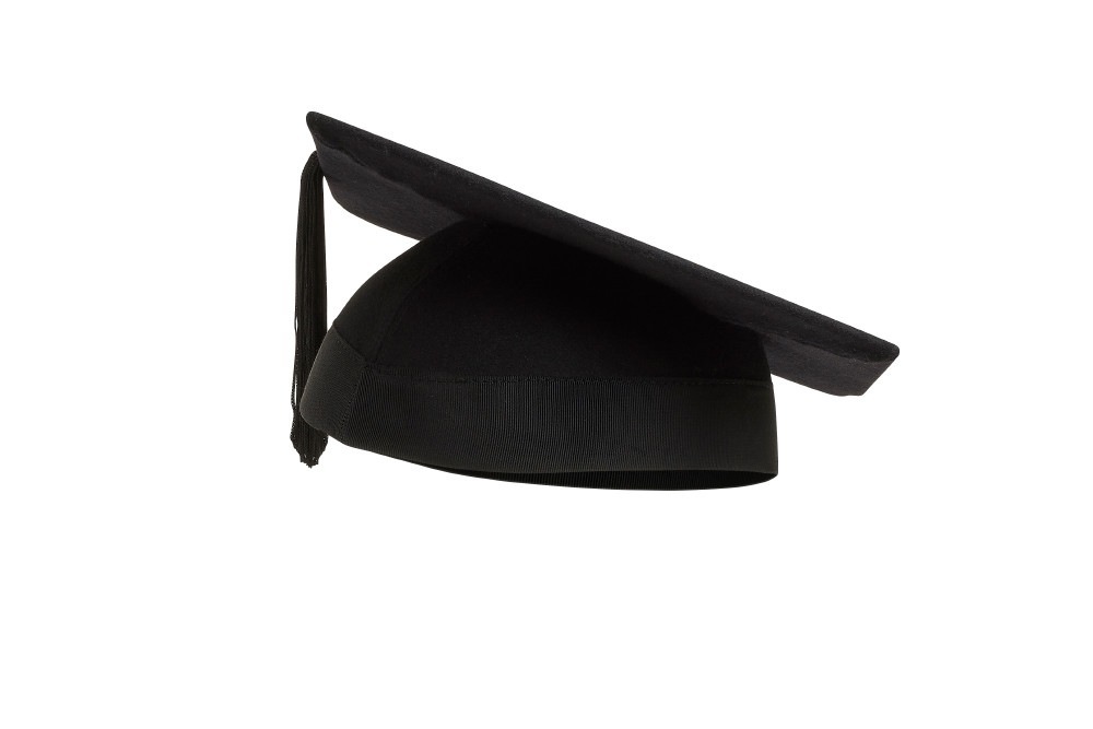 Graduation Mortarboard – Master’s Fitted Black Cap Hat – Academic Gown Accessory