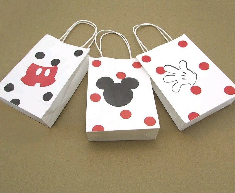 6 Pcs Set, mickey mouse paper Candy bags Kids Birthday Party Supplies