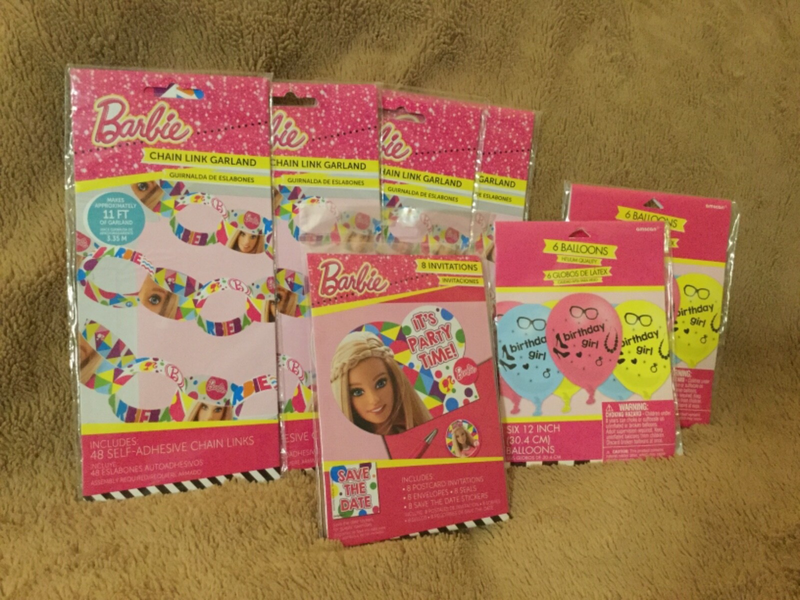 Barbie birthday girl party supplies garland decorations invitations balloons