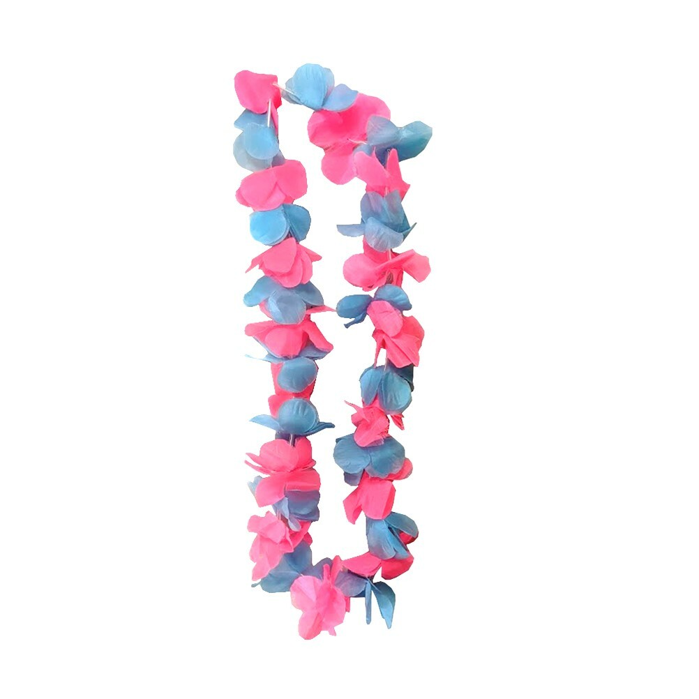 Pink & Blue Floral Lei approx 1m overall length – Baby Shower Hawaiian Party