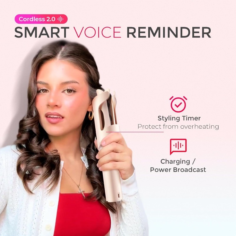 Cordless Automatic Curling Iron – TYMO CurlGo 1 Inch Beach Waves Rotating
