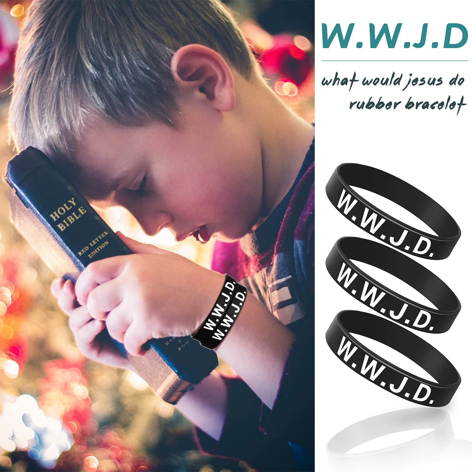 20 Pcs WWJD Bracelets What Would Jesus Do Silicone Wristbands for Men Party F…