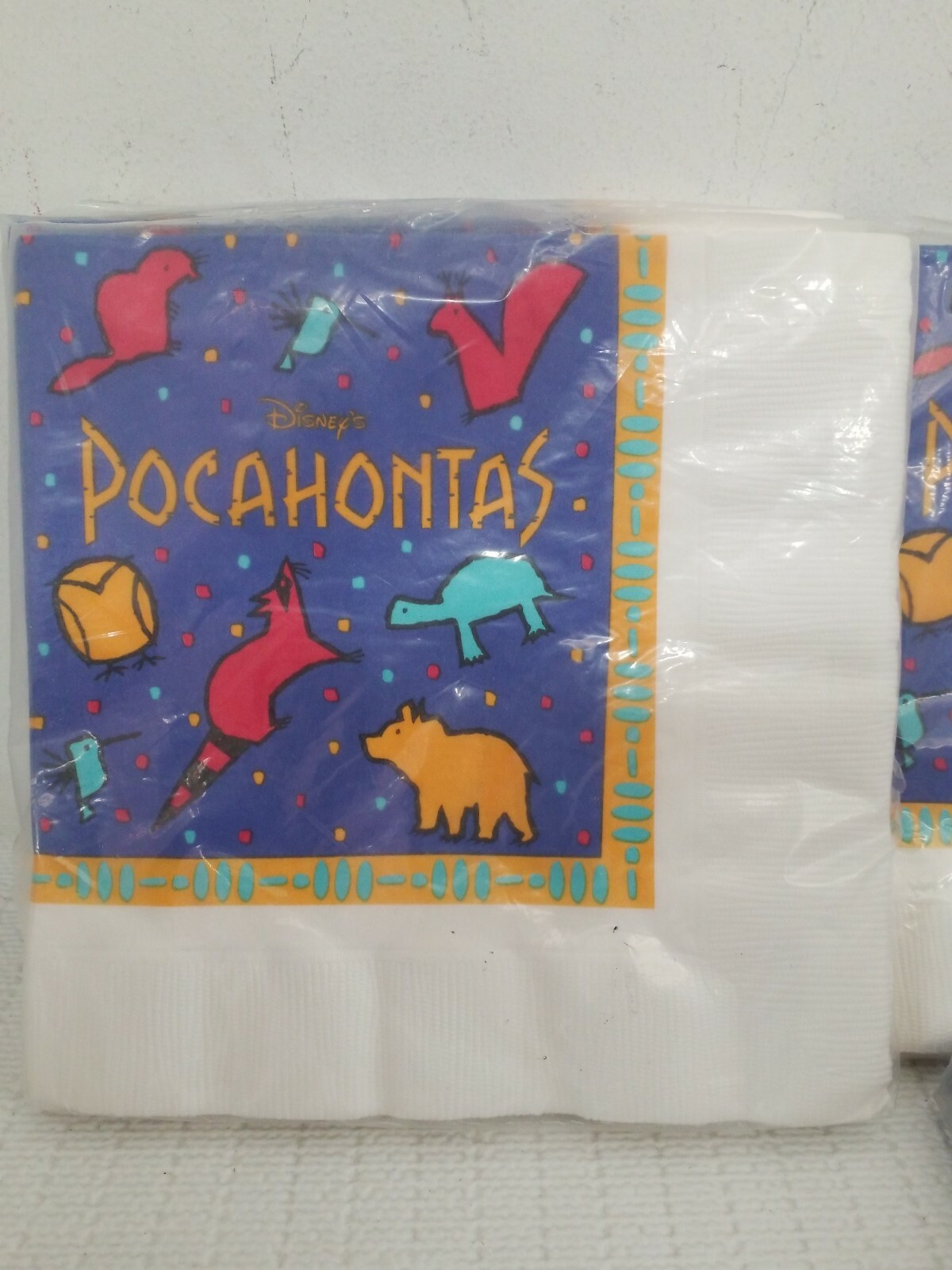 Vintage Disney Pocahontas (4) 16 Party Napkins Sealed Hallmark 13 3/8″ X 13 1/2″
