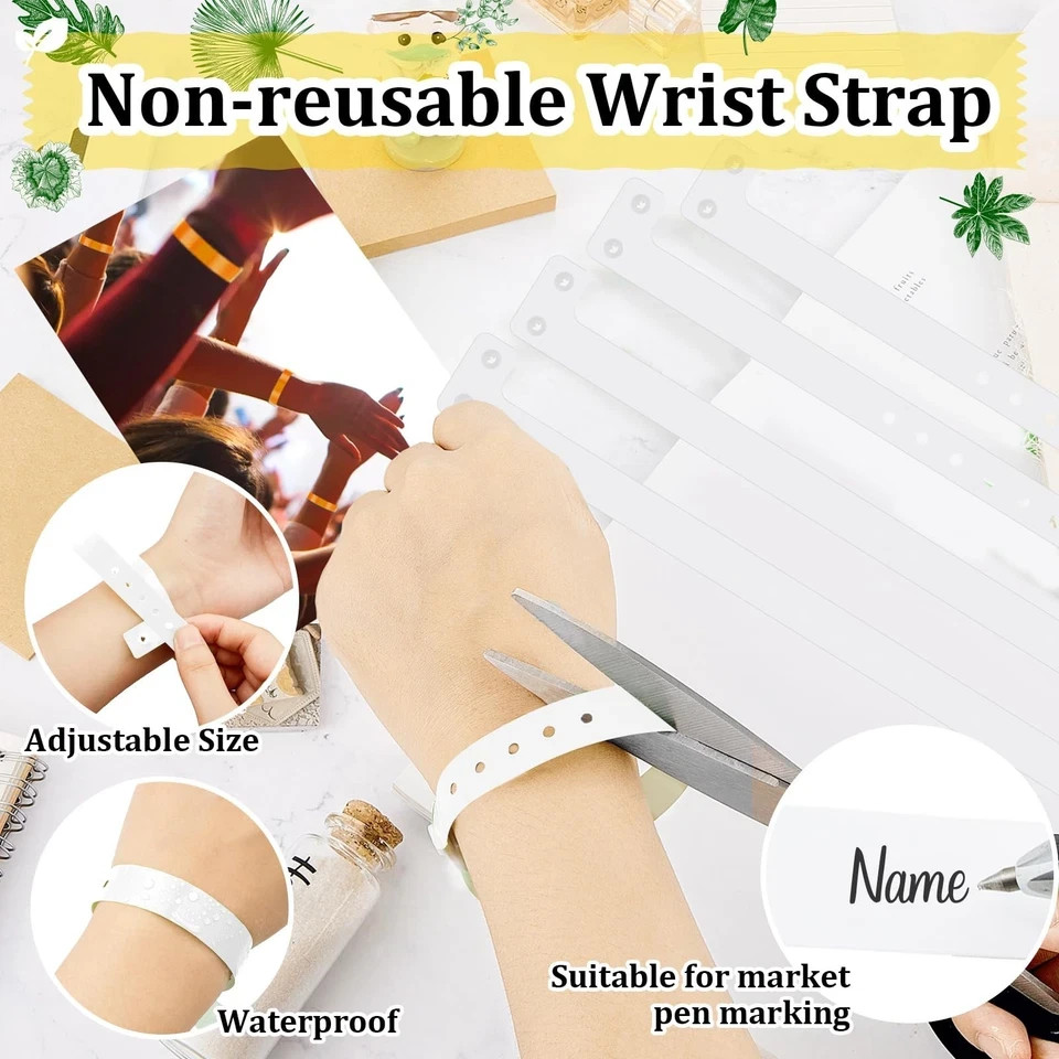 300 Pcs White Plastic Wristbands for Events Vinyl Wristband Plastic Bracelet …