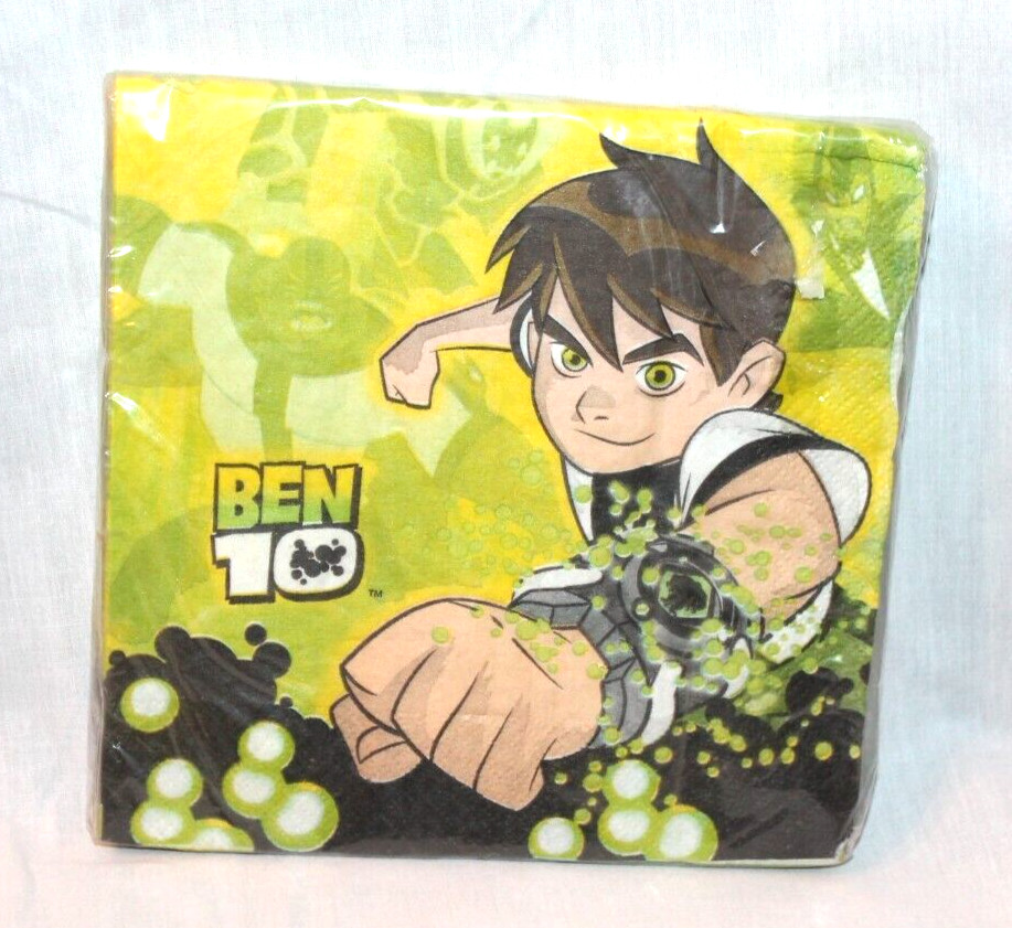 NEW IN PACKAGE BEN 10 CARTOON NETWORK 16- LUNCH NAPKINS PARTY SUPPLIES