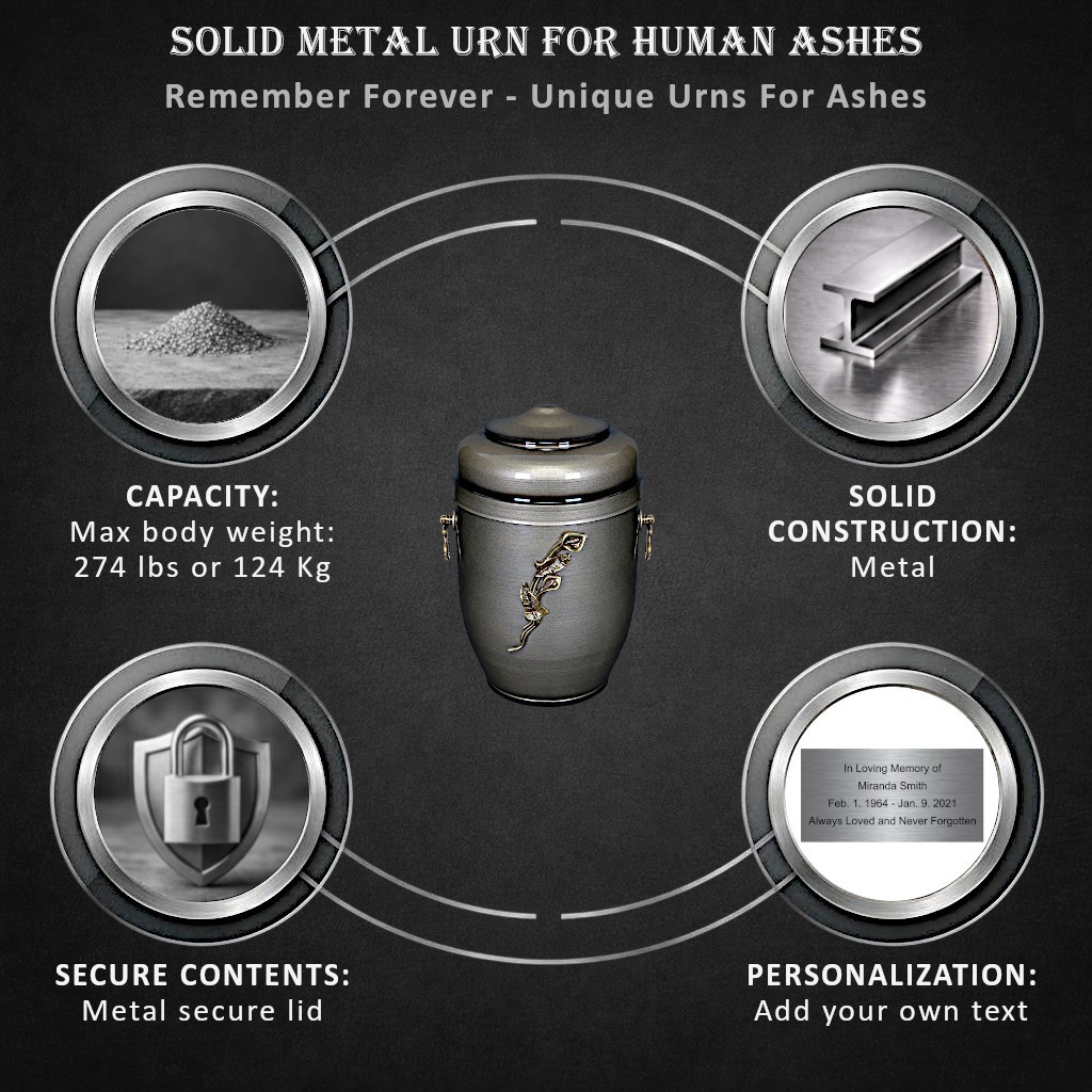 Adult Cremation Urn for Ashes Metal Funeral urn Memorial Human Urn ashes Urn