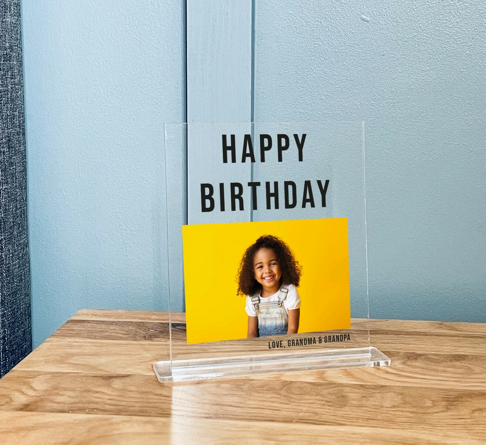 Custom Printed Personalised Happy Birthday Photo Acrylic stand, Gift for Him Her