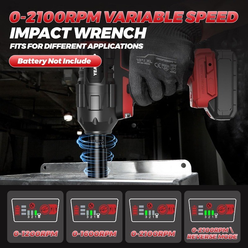 mpact Wrench 1/2 inch for Miwaukee 18V Battery, 900Ft-lbs(1200N.m) Brushless