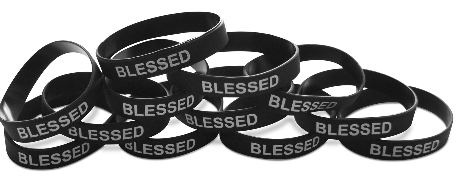 Blessed Black 12-Piece Silicone Band Wristband Motivation & Religious Accessory