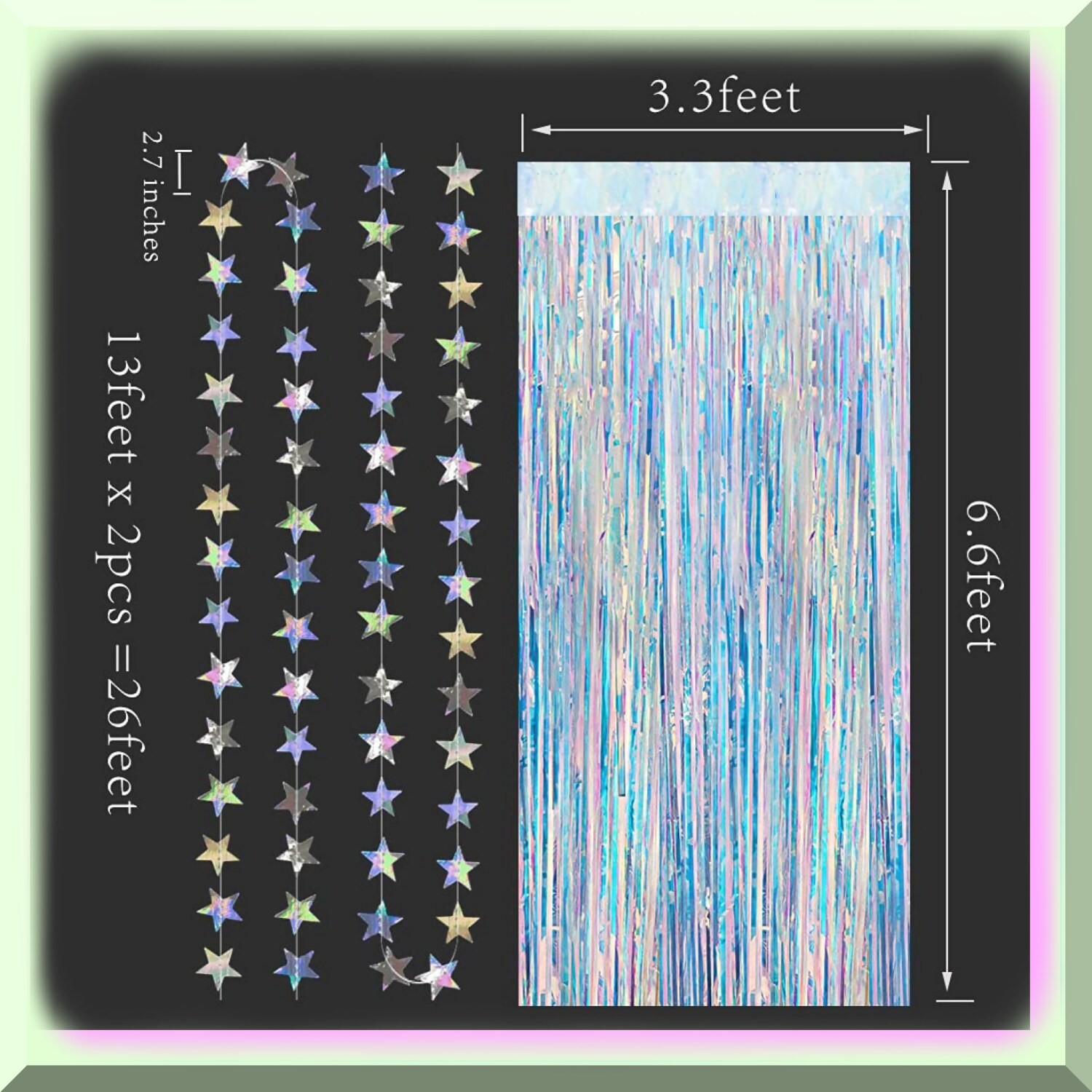 Iridescent Tinsel Curtain Backdrop for Celebrations