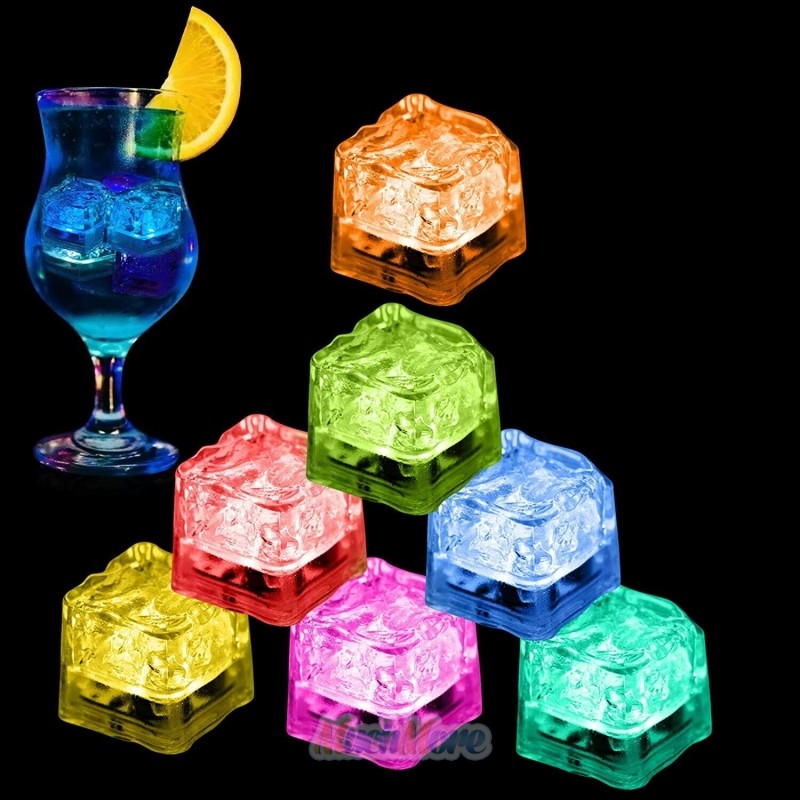 20Pcs Multi Color Flash LED Ice Cube Water-Activated Flashing Blinking Glowing