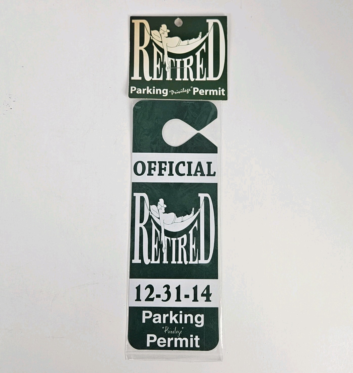 Vintage RETIRED Auto Car Parking Permit ” Retirement Over The Hill ” GaG Prank-