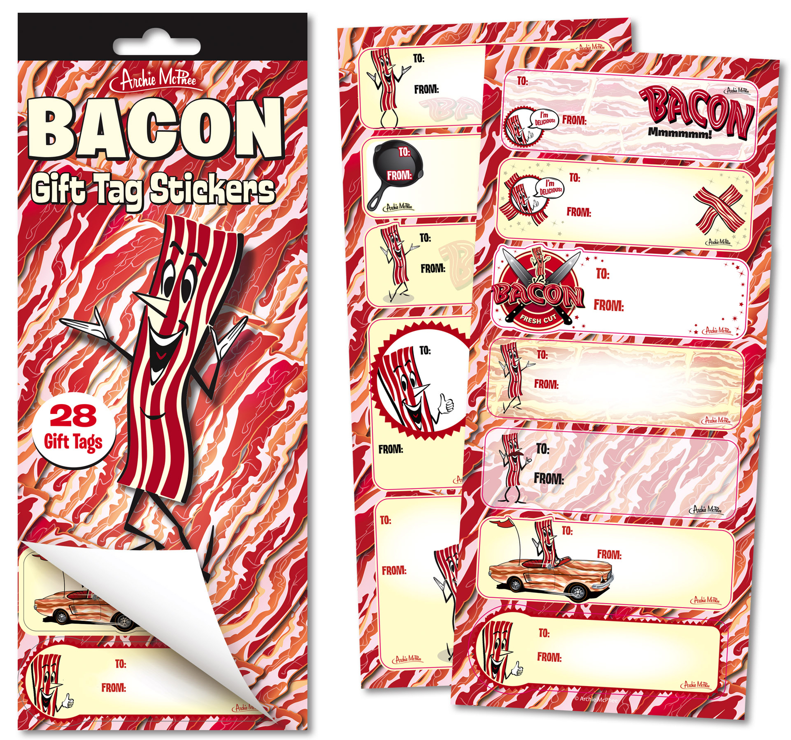 MR. BACON GIFT TAG STICKERS – Wrapping Paper Name Tags – Archie McPhee