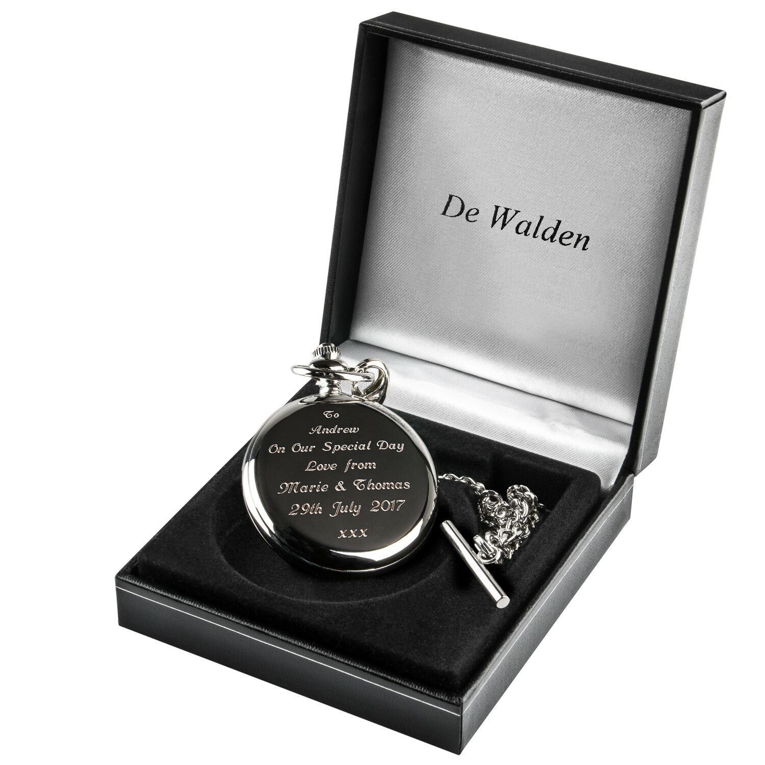 Mens Quality England Enamel Fronted Pocket Watch Wedding Gift Best Man Ushers