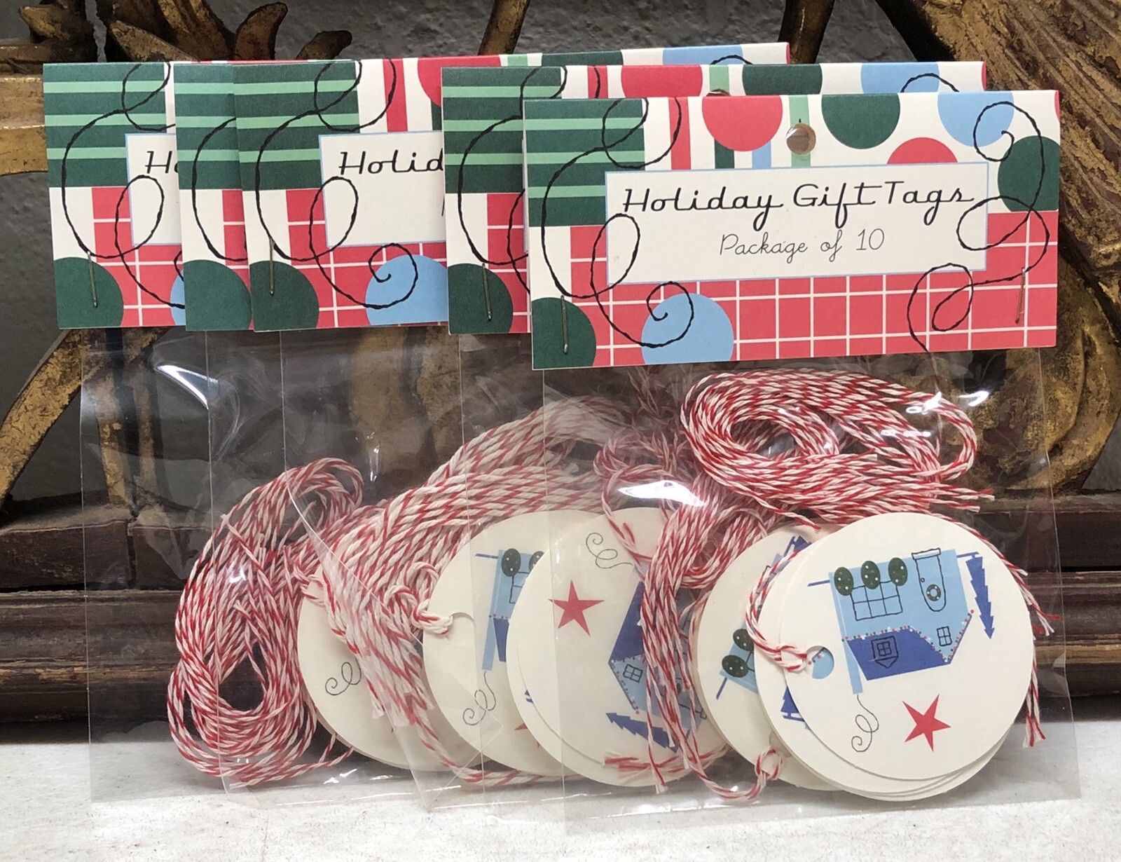 Lot of 5 Packs of 10 Holiday Gift Tags w/ Xmas Home by Running Rhino 50 Total