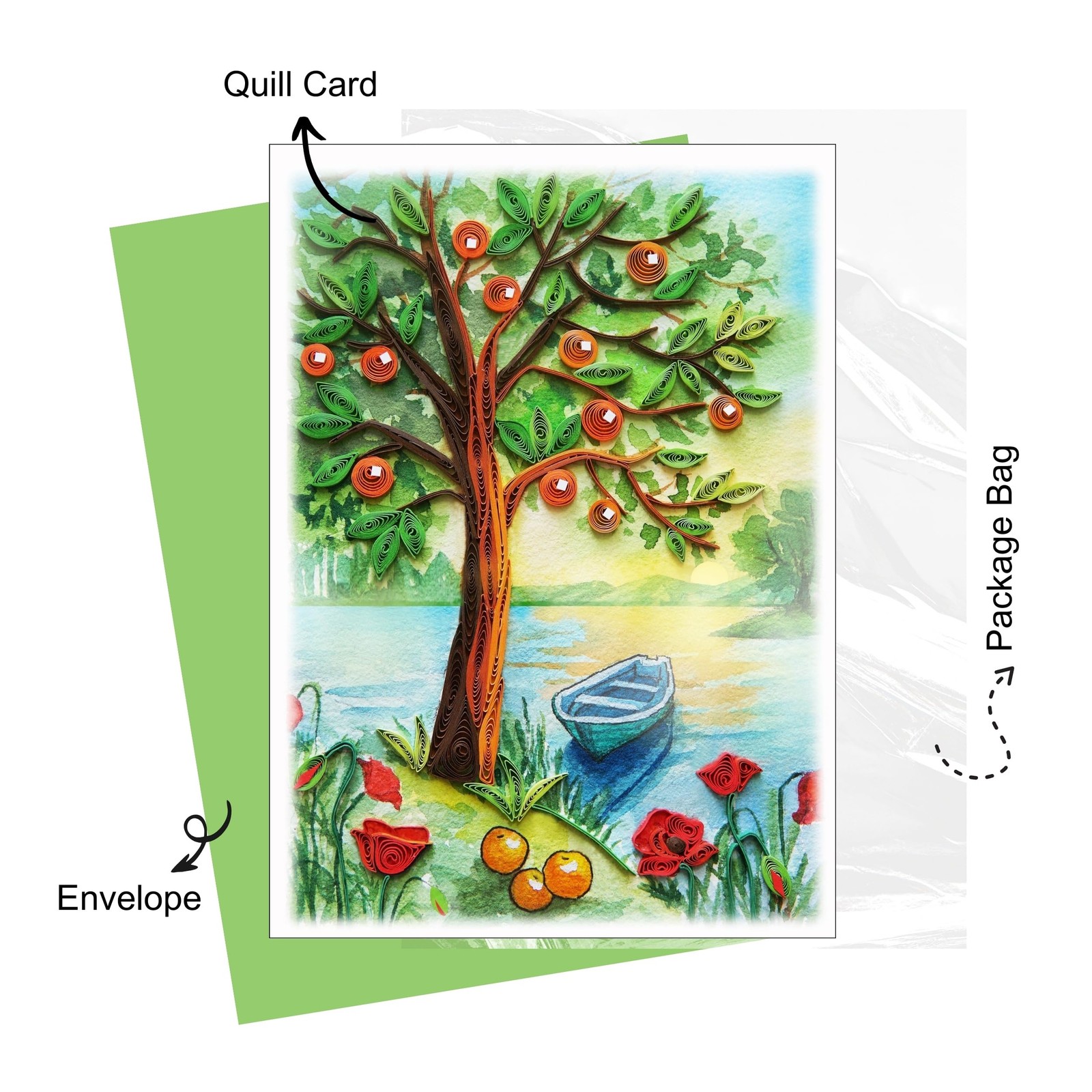 QUILLCRAFT Seasonal Greeting Card, Summer Viber 6 inches x 6 inches, Green