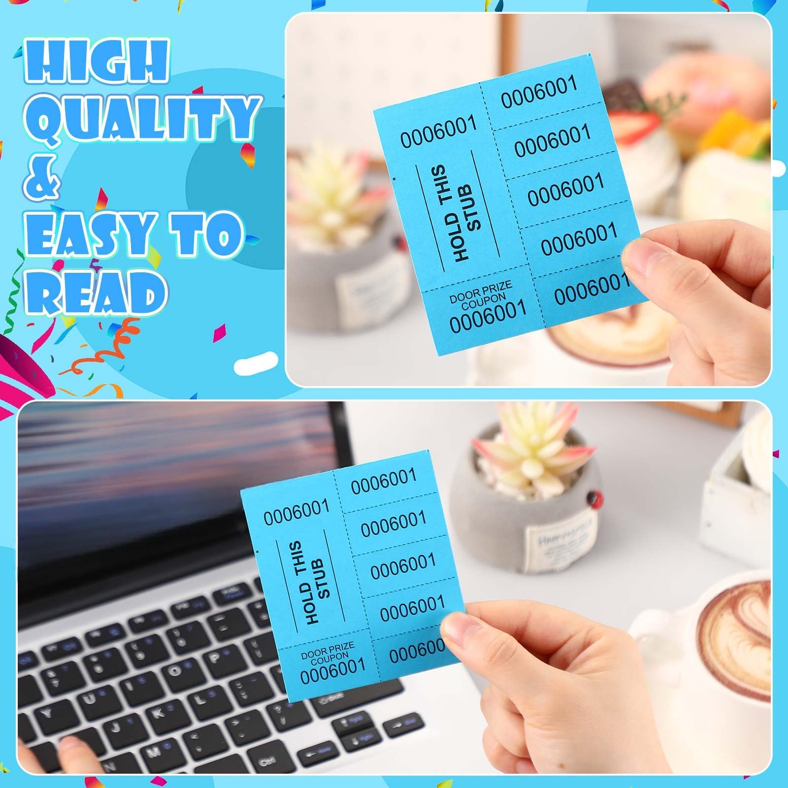1000 Sheets Lake Blue 15 Bid Raffle Ticket Chinese Auction Basket Silent Event