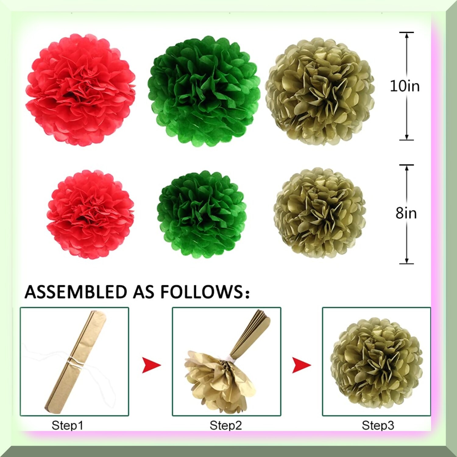 Festive Red Green Gold Hanging Paper Decorations