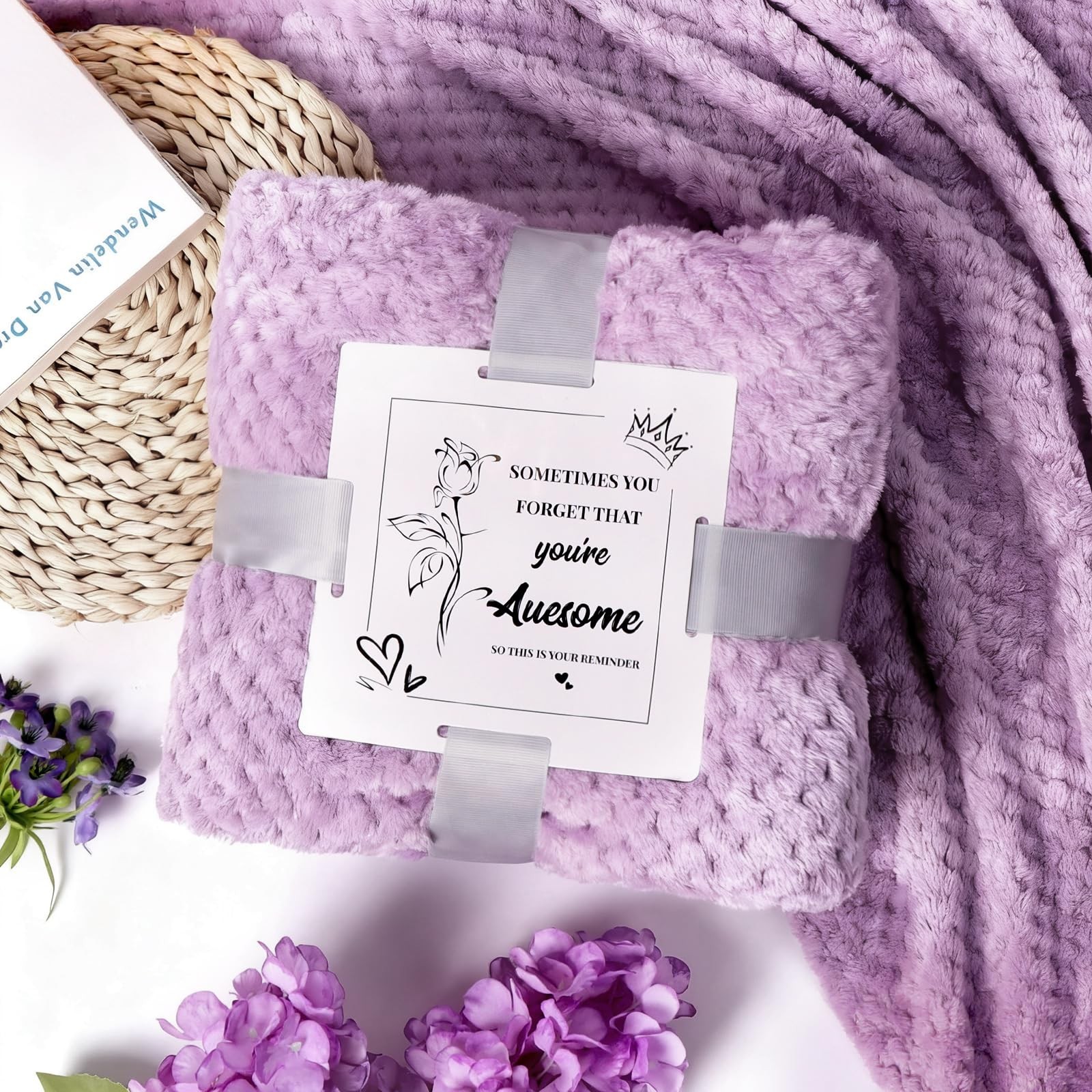 Birthday Gift for Women, Luxury Self Care Spa Gift Basket with Blanket for Mo…