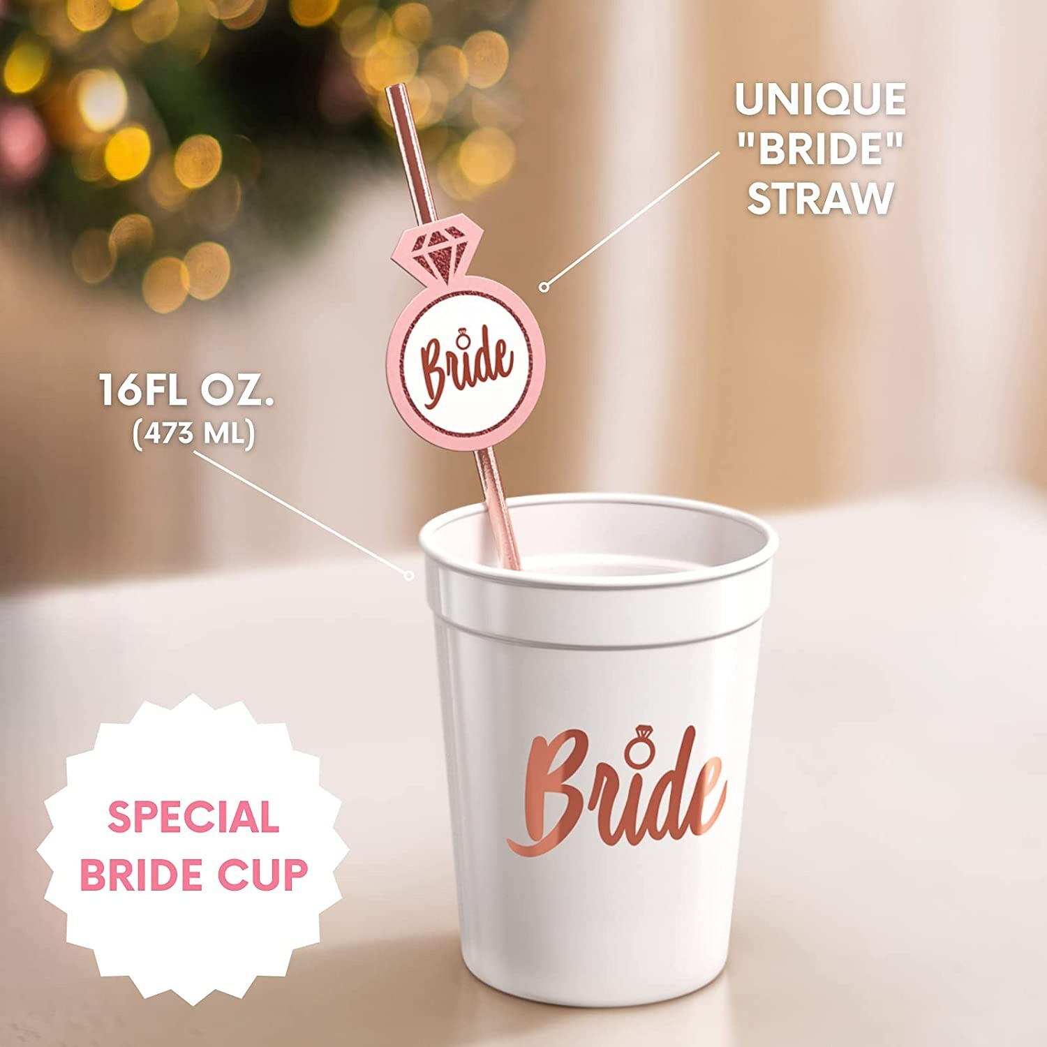 Bachelorette Cups Bride Straw Set – Bachelorette Straws with Bride Cup… Cl1