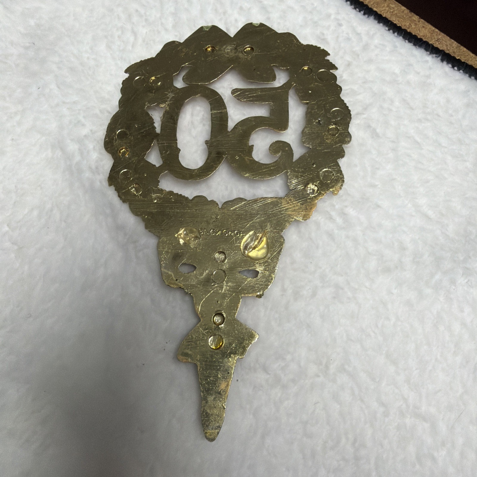 50th Anniversary shiny gold plastic cake cupcake decoration 2.5″ x 8″ pick (1)