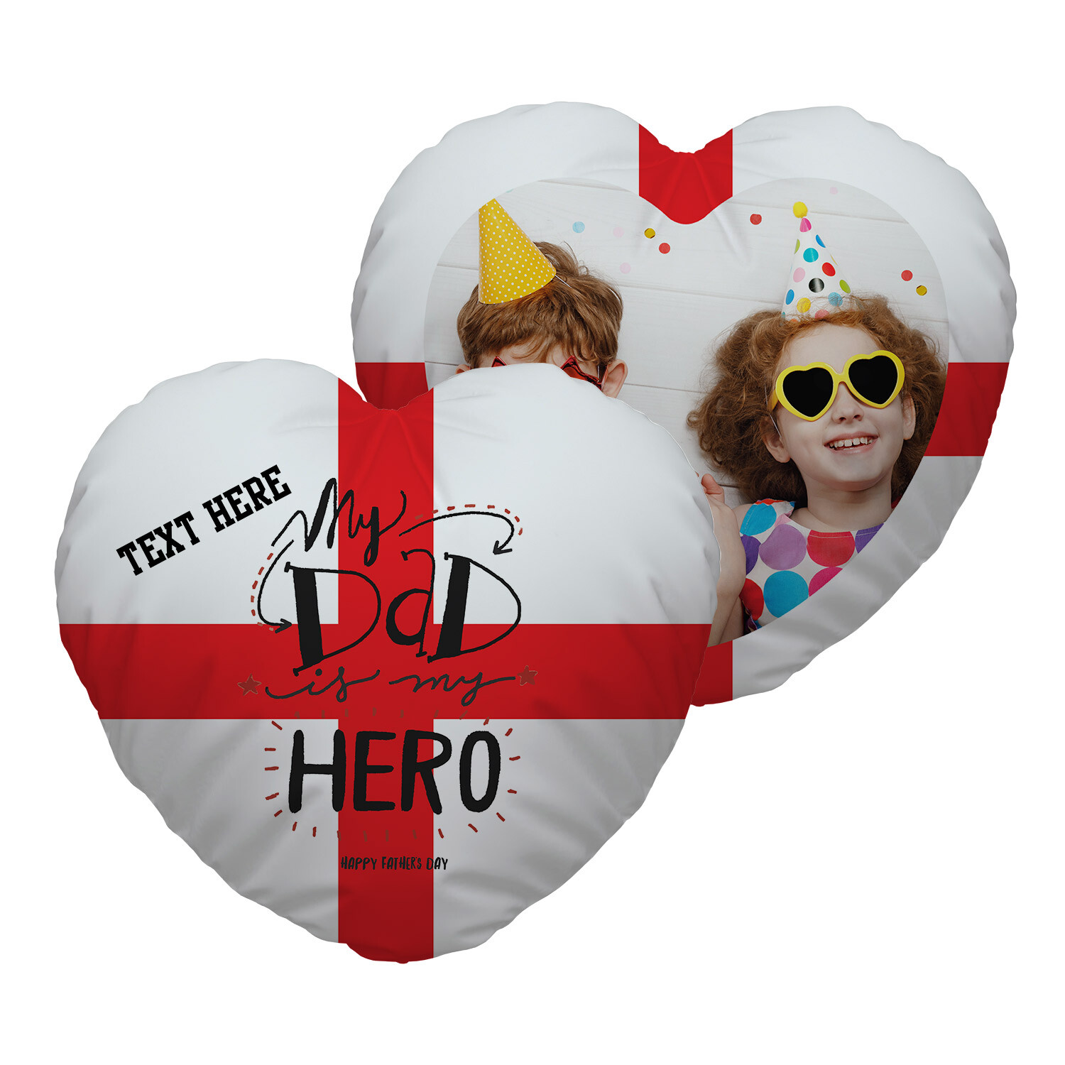 Personalised Heart Cushion England Dad Is My Hero Design Fathers Day Gift