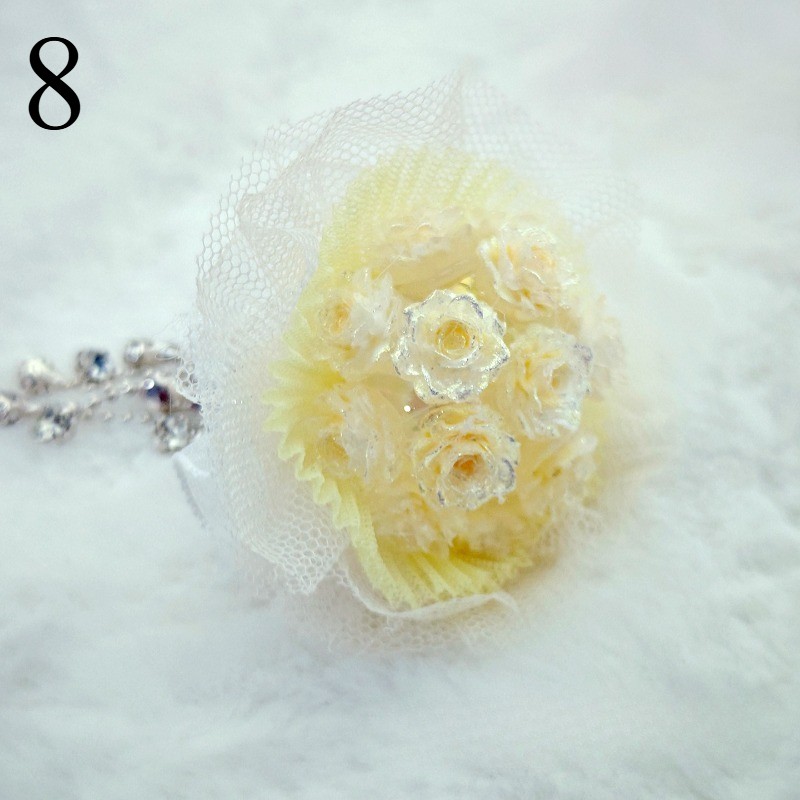 1PC Handmade Beaded Pens Decor with Hole Fringe Chain DIY Mini Lace Rose Bouquet